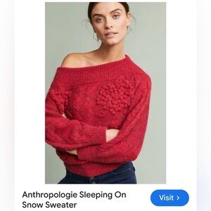 Anthropologie Sleeping on Snow Red Boucle Knit Sweater